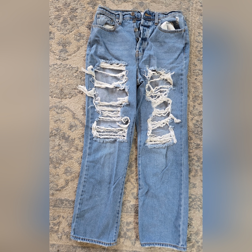 Cello Distressed Straight Leg Jeans